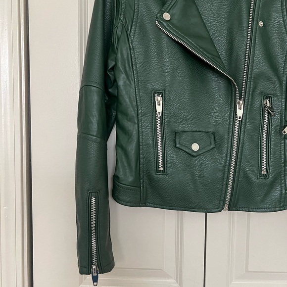 BLANKNYC Easy Rider Faux LeatherMoto Jacket (Dark Green) SMALL - Picture 6 of 14